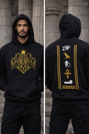 Egyptian-Pharaohs-Inspired Black Hoodie